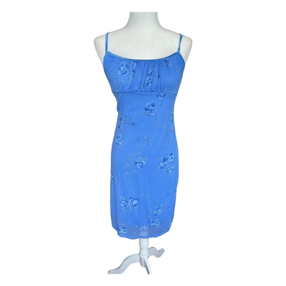 Vintage Periwinkle Floral Midi Dress 90's Early Y2K Medium